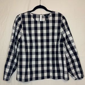 J Crew long-sleeved gingham top